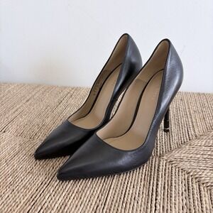 AllSaints Nova Court Pointed Toe High Heel Leather Pumps Black EU 36 / US 6